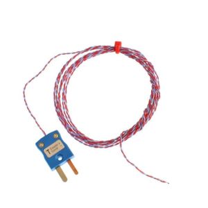 ANSI PFA insulated Exposed Junction Thermocouple with Miniature Plug - Type T - 1/0.3mm Strand Size - 5M Length