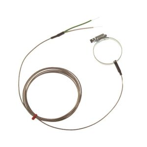 IEC Pipe Surface Jubilee Clip Style Thermocouple, Glassfibre stainless steel overbraid - Type K - to fit 22-30mm Pipe Diameter