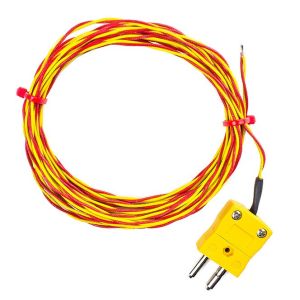 ANSI High Temperature Glassfibre Twin Twisted Exposed Welded Tip Thermocouple Type K with Standard Plug Termination - 10M Length