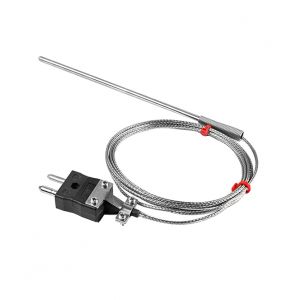 IEC General Purpose Thermocouple Probe, Glassfibre insulated Cable with Stainless Steel Over-Braid Terminating in Bare tails, Miniature or Standard Plug - Type K, J