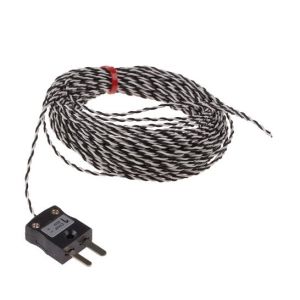PTFE insulated Twin Twisted IEC Exposed Junction Thermocouple with Miniature Plug - Type J - 300mm Length