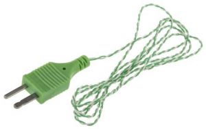 IEC Exposed Junction thermocouple PFA Insulated Twin Twisted with Moulded-on Plug - Type K - 1/0.2mm - 1M Length