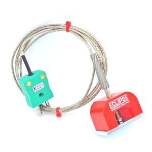 IEC Type K 11.8kg Pull Power (Horseshoe) Magnet Thermocouple, PFA Insulated Cable with Stainless Steel Over-Braid terminating in Standard Plug - 1.5M