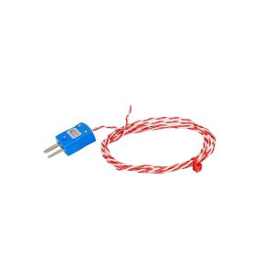 JIS Type K Exposed Welded Tip Thermocouple 1/0.2mm PFA Twin Twisted Cable with Miniature Plug 1m