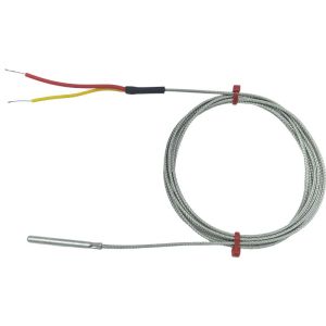 ANSI Fabricated Grounded Thermocouple in Stainless Steel Tube, Glassfibre stainless steel Overbraided cable - Type K