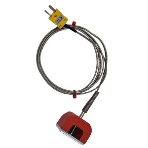 ANSI Type K 9kg Pull Power (Horseshoe) Magnet Thermocouple, PFA Insulated Cable with Stainless Steel Over-Braid Terminating in Miniature or Standard Plug