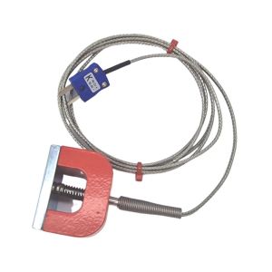 JIS Type K 11.8kg Pull Power (Horseshoe) Magnet Thermocouple, PFA Insulated Cable with Stainless Steel Over-Braid Terminating in Miniature or Standard Plug