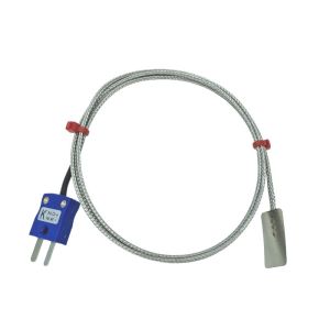 JIS Type K Leaf Thermocouple, Glassfibre insulated Cable with Stainless Steel Over-Braid Terminating in Bare tails, Miniature or Standard Plug
