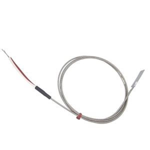 Leaf Thermocouple, Glassfibre insulated Cable with Stainless Steel Over-Braid - Type K JIS with Bare Tails Termination - 2m length