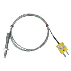 ANSI Nozzle Thermocouple, Glassfibre insulated Cable with Stainless Steel Over-Braid Terminating in Bare tails, Miniature or Standard Plug - Type K
