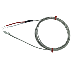JIS Type K Washer Thermocouple, Glassfibre insulated Cable with Stainless Steel Over-Braid Terminating in Bare tails or Standard Plug