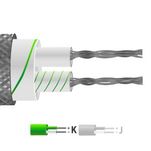 Type K Glassfibre Insulated Flat Pair Cable / Wire with Stainless Steel Overbraid (IEC)
