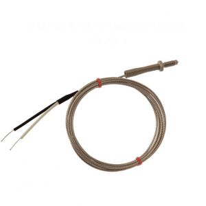 IEC Type K & J Nozzle Thermocouple, Glassfibre insulated Cable with Stainless Steel Over-Braid Terminating in Bare tails, Miniature or Standard Plug