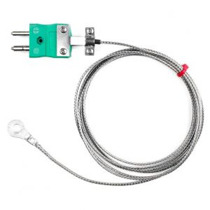 IEC Washer Thermocouple, Glassfibre insulated Cable with Stainless Steel Over-Braid Terminating in Bare tails or Standard Plug - Type K