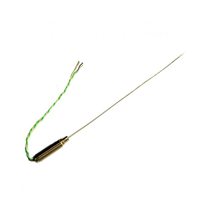 Fast Response (0.5mm diameter) Mineral Insulated Thermocouple with Threaded Pot & PFA IEC Tails - Type K