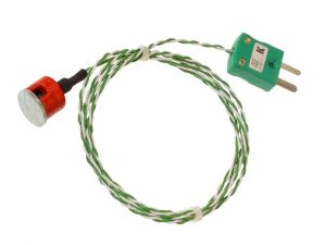 Button Magnet Thermocouple, PTFE Insulated with Fitted Plug - Type K