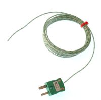 Glassfibre insulated Flat Pair IEC Exposed Junction Thermocouple - Type K with Miniature Plug Termination - 1/0.508mm x 5M