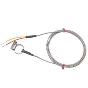 ANSI Pipe Surface Thermocouple, Glassfibre Stainless Steel Overbraid - Type K to suit 40-55mm Pipe Diameter