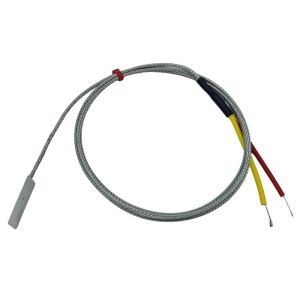 ANSI Leaf Thermocouple, Glassfibre insulated Cable with Stainless Steel Over-Braid Terminating in Bare tails - 1M Length