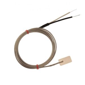 IEC Leaf Thermocouple, Glassfibre insulated Cable with Stainless Steel Over-Braid - Type J with Bare Tails Termination - 2M Length