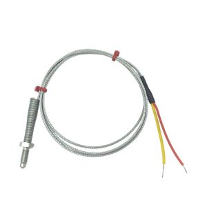 ANSI Nozzle Thermocouple, Glassfibre insulated Cable with Stainless Steel Over-Braid - Type K Terminating in Bare Tails - 1M Length