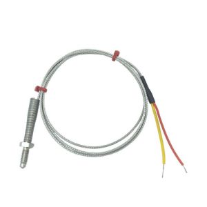 ANSI Nozzle Thermocouple, Glassfibre insulated Cable with Stainless Steel Over-Braid - Type K Terminating in Bare Tails - 5M Length