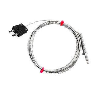 IEC Nozzle Thermocouple, Glassfibre insulated Cable with Stainless Steel Over-Braid - Type J - Miniature Plug Termination - 1M