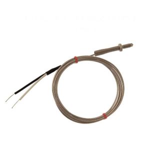 IEC Nozzle Thermocouple, Glassfibre insulated Cable with Stainless Steel Over-Braid - Type J - Bare Tails Termination - 5M