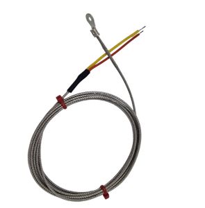 ANSI Washer Thermocouple, Glassfibre insulated Cable with Stainless Steel Over-Braid Terminating in Bare tails - 3.5mm Washer Hole Size