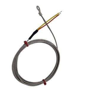 ANSI Washer Thermocouple, Glassfibre insulated Cable with Stainless Steel Over-Braid Terminating in Bare tails - 10.0mm Washer Hole Size