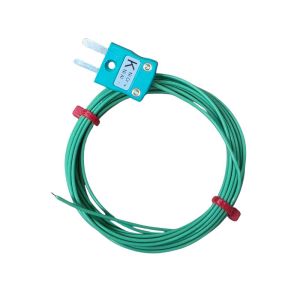 PFA Insulated Flat Pair IEC Exposed Junction Thermocouple with Miniature Plug - Type K - 1/0.3mm Strand Size - 3M Length