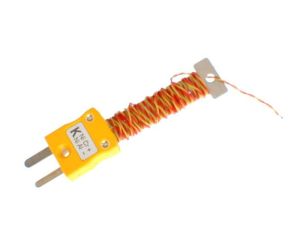 ANSI PFA Cable Tidy Exposed Junction Thermocouple with Fitted Mini Plug - Type K - 1M