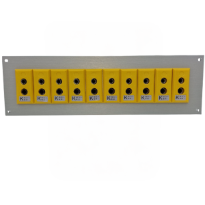 Thermocouple Connector Aluminium Panel with Type K ANSI Standard Sockets - 10 Way
