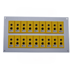 Thermocouple Connector Aluminium Panel with Type K ANSI Standard Sockets - 18 Way