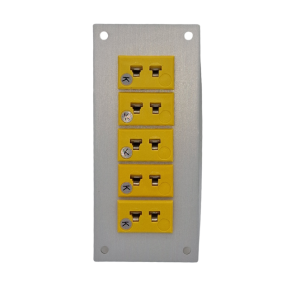Thermocouple Connector Aluminium Panel with Type K ANSI Miniature Sockets - 5 Way