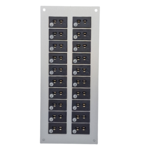 Thermocouple Connector Aluminium Panel with Type J ANSI Miniature Sockets - 20 Way