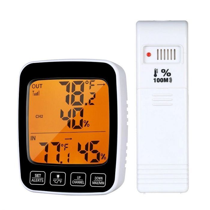 Number-one Indoor Outdoor Thermometer Humidity Monitor, Wireless Digital  Hygrometer Humidity Temperature Sensor Large Touchscreen Backlight,  Humidity