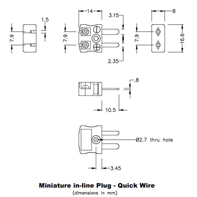 Miniature Quick Wire Connector Thermocouple Plug Im B Mq Type B Iec