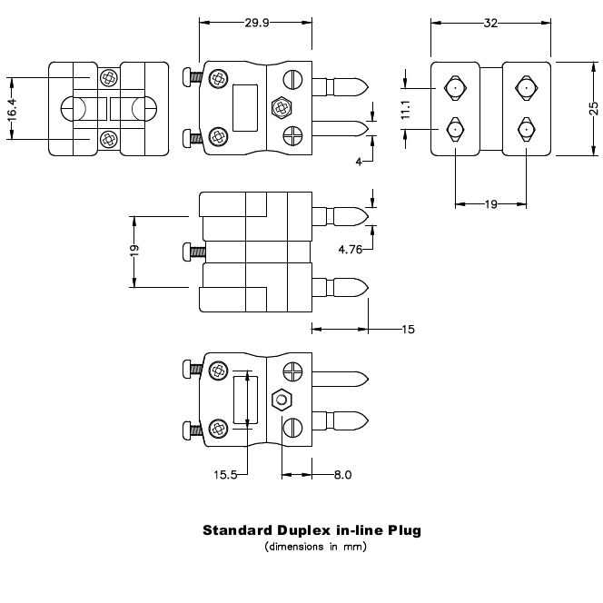 Standard Thermocouple Duplex Thermocouple Connector Plug Js E Md Type E Jis
